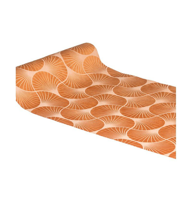 Oranje Tafelloper Gingko Print 3m van CHAKS koop je bij Partywinkel