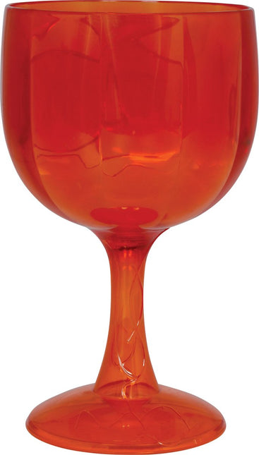 Oranje Wijnglas Pompoen 18cm van Fiestas Guirca koop je bij Partywinkel