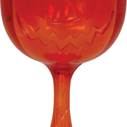 Oranje Wijnglas Pompoen 18cm van Fiestas Guirca koop je bij Partywinkel