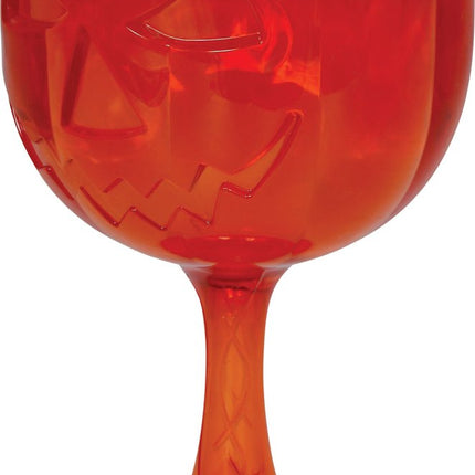 Oranje Wijnglas Pompoen 18cm van Fiestas Guirca koop je bij Partywinkel