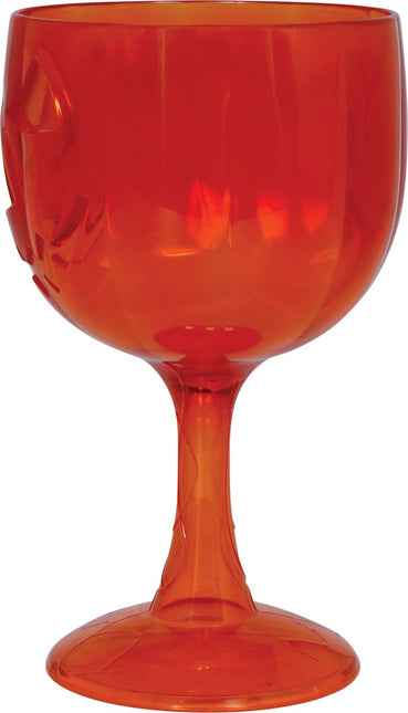 Oranje Wijnglas Pompoen 18cm van Fiestas Guirca koop je bij Partywinkel
