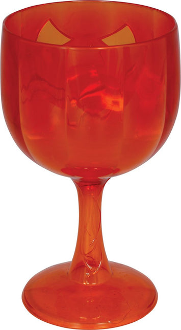 Oranje Wijnglas Pompoen 18cm van Fiestas Guirca koop je bij Partywinkel