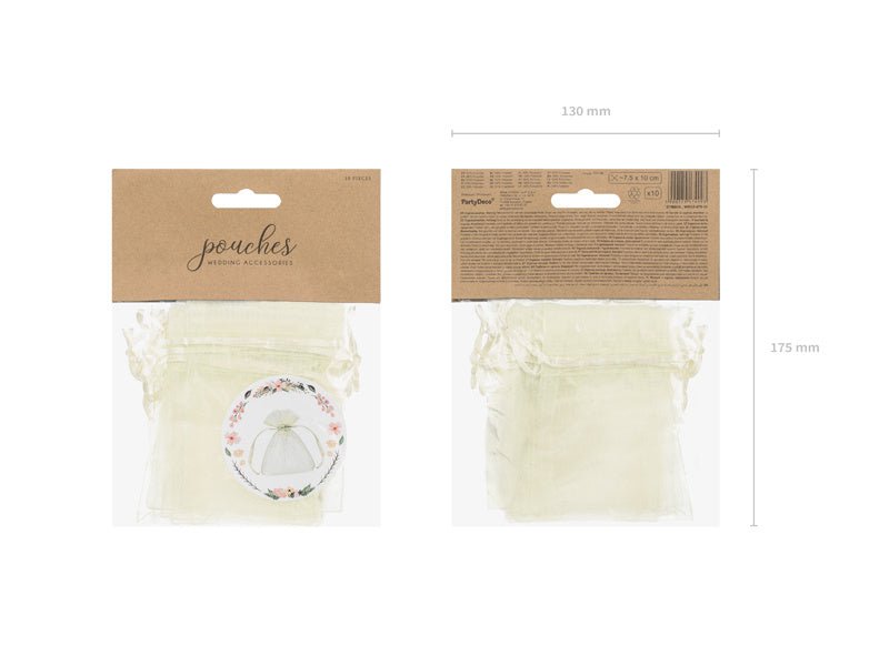 Organza Zakjes Creme 10cm 10st van Partydeco koop je bij Partywinkel