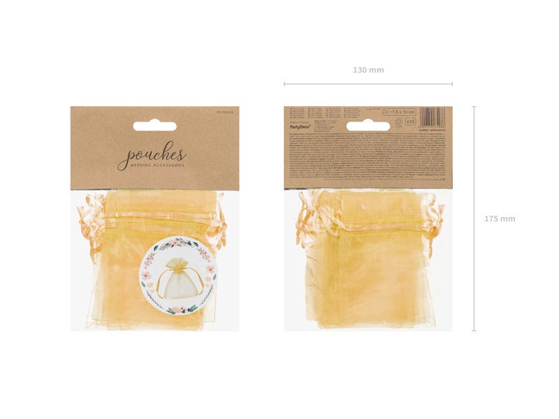Organza Zakjes Goud 10cm 10st van Partydeco koop je bij Partywinkel