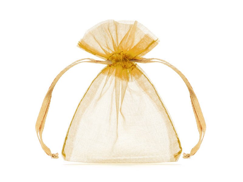 Organza Zakjes Goud 10cm 10st van Partydeco koop je bij Partywinkel