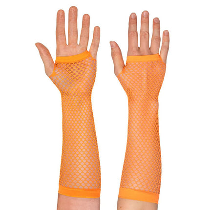Paar handschoenen eleboog Mesh neonoranje van Boland koop je bij Partywinkel