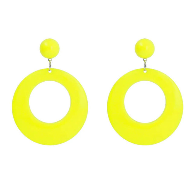 Paar oorbellen Retro neongeel UV van Boland koop je bij Partywinkel