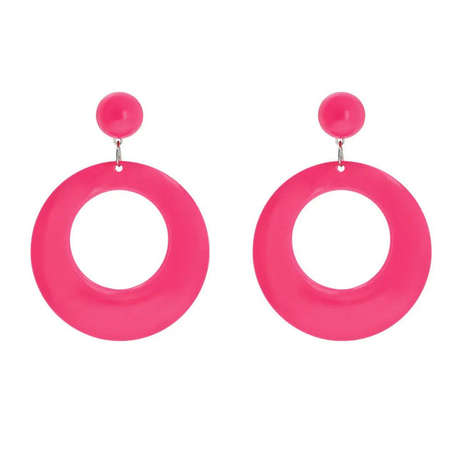 Paar oorbellen Retro neonroze van Boland koop je bij Partywinkel