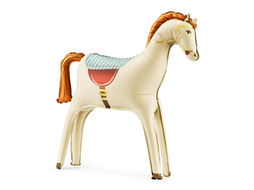 Paard Ballon Wit Leeg 86cm van Partydeco koop je bij Partywinkel