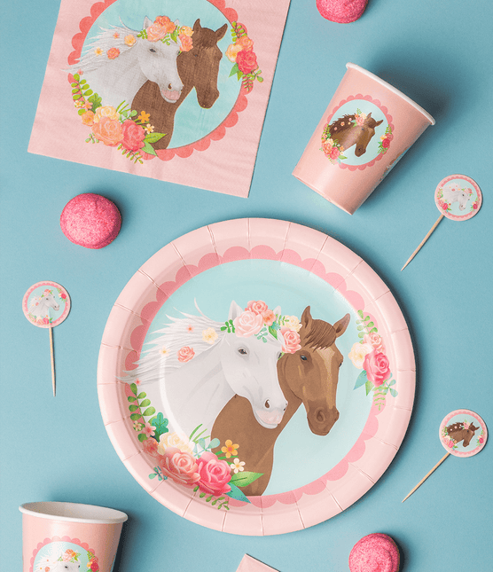 Paard Borden 23cm 8st van Paper Dreams koop je bij Partywinkel
