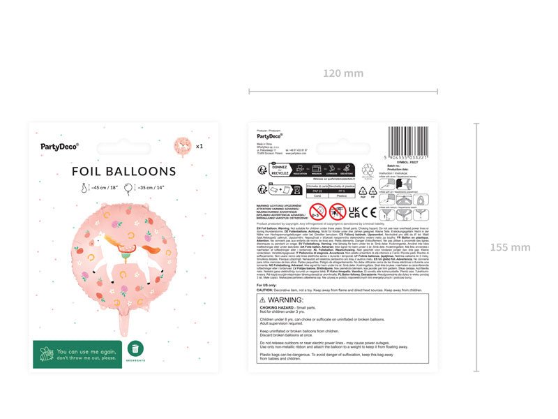 Paard Helium Ballon Leeg 45cm van Partydeco koop je bij Partywinkel