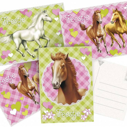 Paarden Uitnodigingen Party 6st van Haza Witbaard koop je bij Partywinkel