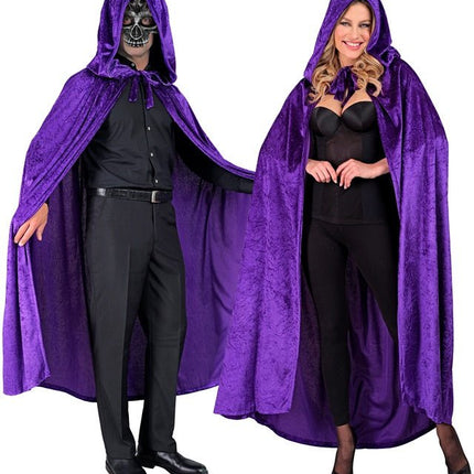 Paars Fluwelen Cape Met Kap 140cm van Widmann koop je bij Partywinkel