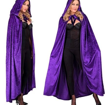 Paars Fluwelen Cape Met Kap 140cm van Widmann koop je bij Partywinkel