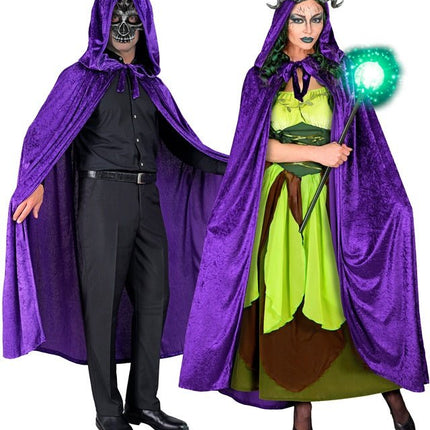 Paars Fluwelen Cape Met Kap 140cm van Widmann koop je bij Partywinkel