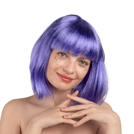 Paars Pruik Cleopatra van Partydeco koop je bij Partywinkel