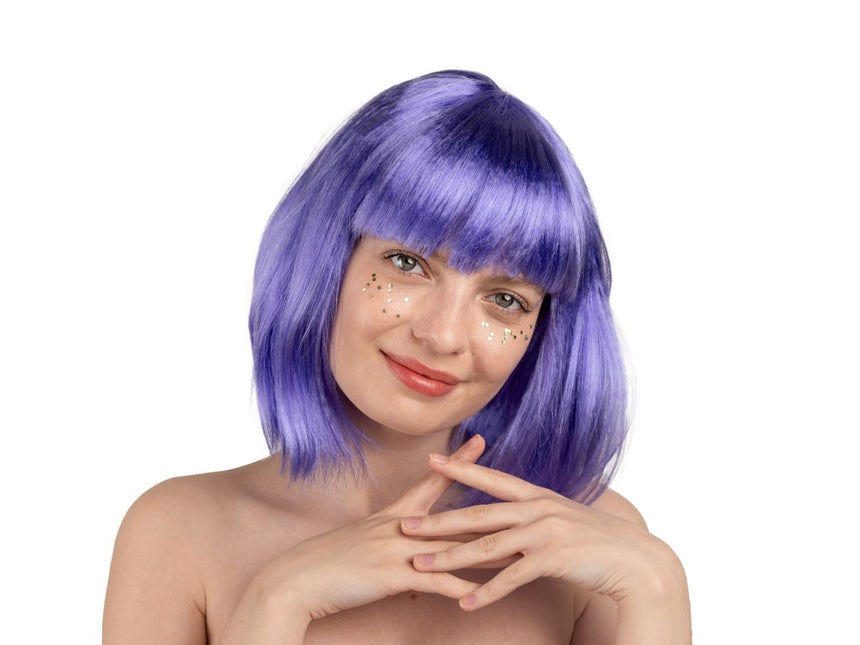 Paars Pruik Cleopatra van Partydeco koop je bij Partywinkel