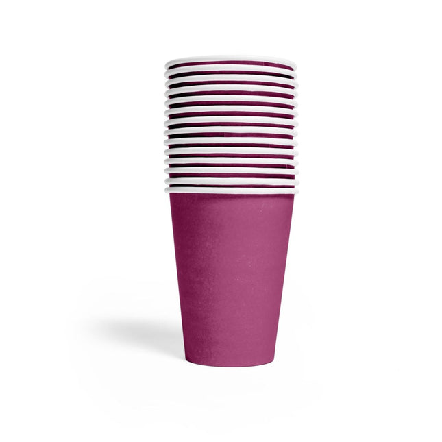 Paarse Bekers Papier 210ml 14st van WeFiesta koop je bij Partywinkel