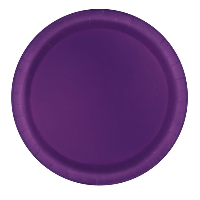 Paarse Borden Rond 23cm 16st van Unique koop je bij Partywinkel
