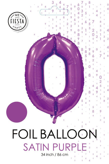 Paarse Cijfer Ballon 0 Jaar Glans 86cm van WeFiesta koop je bij Partywinkel