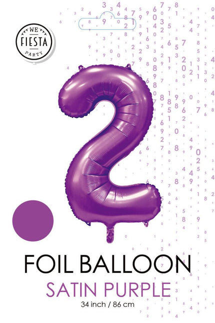 Paarse Cijfer Ballon 2 Jaar Glans 86cm van WeFiesta koop je bij Partywinkel