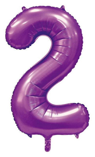 Paarse Cijfer Ballon 2 Jaar Glans 86cm van WeFiesta koop je bij Partywinkel