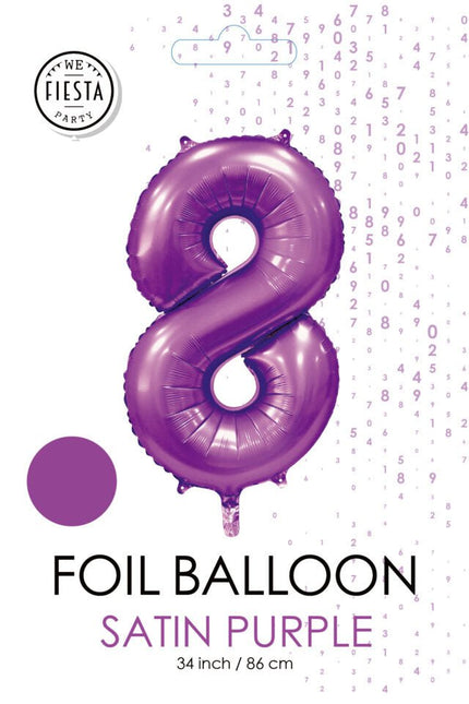 Paarse Cijfer Ballon 8 Jaar Glans 86cm van WeFiesta koop je bij Partywinkel