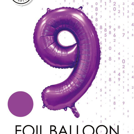 Paarse Cijfer Ballon 9 Jaar Glans 86cm van WeFiesta koop je bij Partywinkel