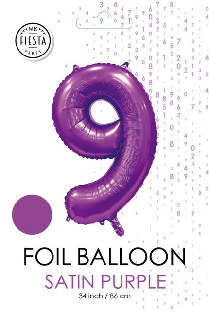 Paarse Cijfer Ballon 9 Jaar Glans 86cm van WeFiesta koop je bij Partywinkel
