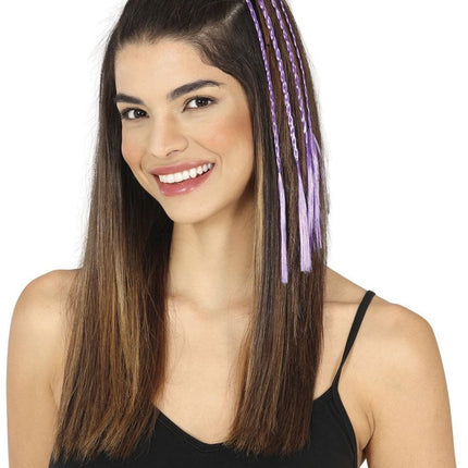 Paarse Hair Extension 35cm 3st van Fiestas Guirca koop je bij Partywinkel