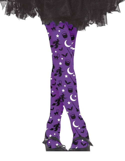 Paarse Halloween Legging Heksen Kind van Fiestas Guirca koop je bij Partywinkel
