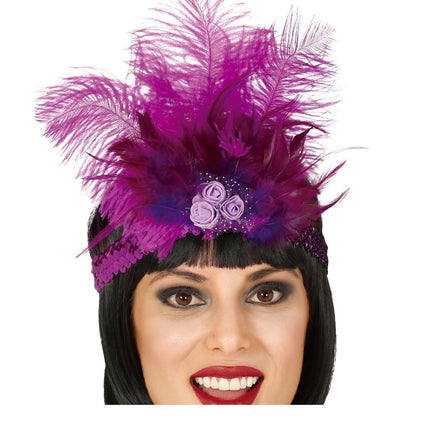 Paarse Hoofdband Veren van Fiestas Guirca koop je bij Partywinkel