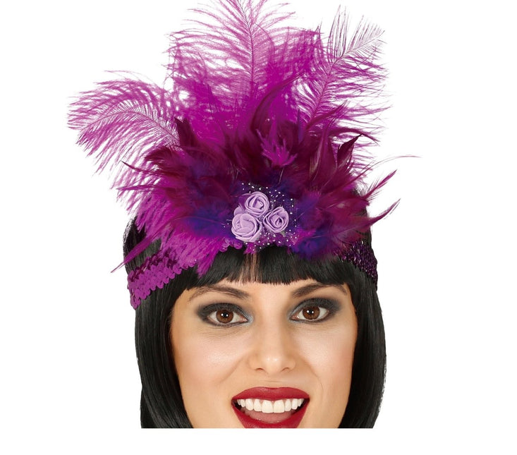 Paarse Hoofdband Veren van Fiestas Guirca koop je bij Partywinkel