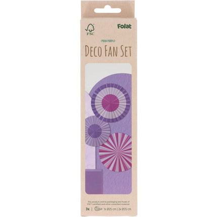 Paarse Papieren Waaiers 35cm 3st van Folat koop je bij Partywinkel
