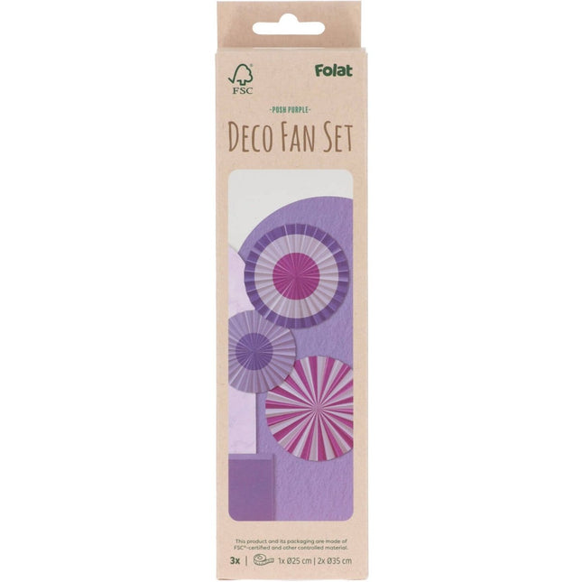 Paarse Papieren Waaiers 35cm 3st van Folat koop je bij Partywinkel