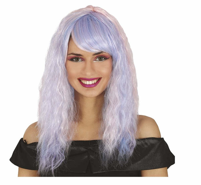 Paarse Pruik Lang Haar Slag van Fiestas Guirca koop je bij Partywinkel