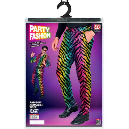 PAILLETTEN BROEK REGENBOOG TIJGER Volwassen van Widmann koop je bij Partywinkel