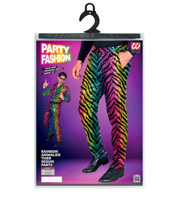 PAILLETTEN BROEK REGENBOOG TIJGER Volwassen van Widmann koop je bij Partywinkel