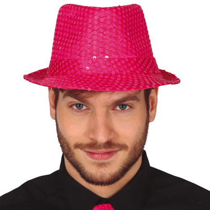 Pailletten Hoed Neon Roze van Fiestas Guirca koop je bij Partywinkel
