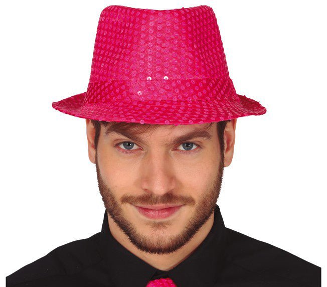 Pailletten Hoed Neon Roze van Fiestas Guirca koop je bij Partywinkel