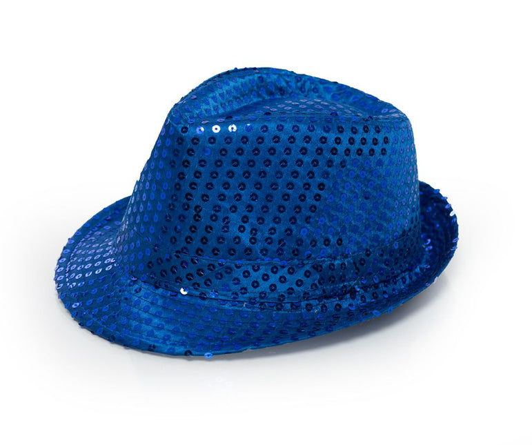 Pailletten Hoedje Blauw met Licht incl Batterijen van Partychimp koop je bij Partywinkel