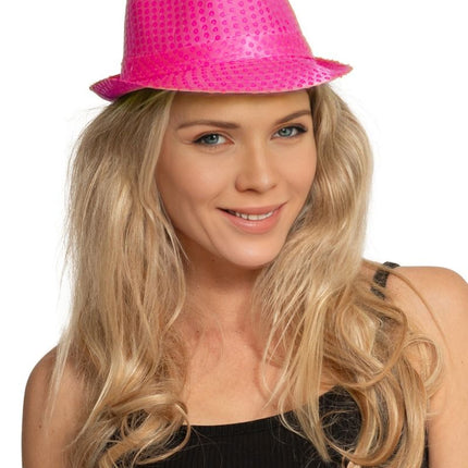 Pailletten Hoedje Neon Roze van Partychimp koop je bij Partywinkel
