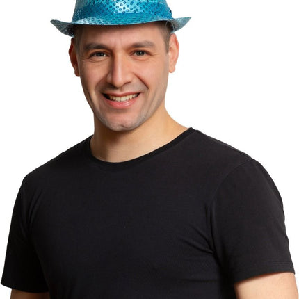 Pailletten Hoedje Turquoise van Partychimp koop je bij Partywinkel