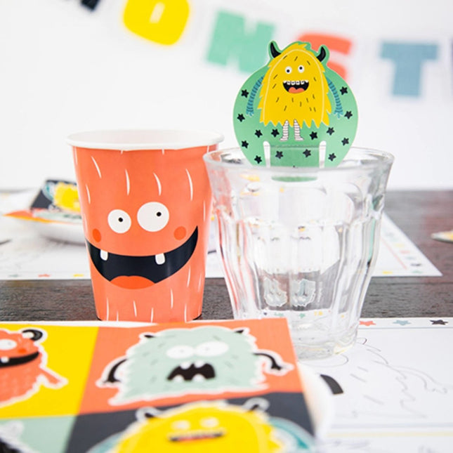 Papieren Bekers Monster 250ml 6st van Folat koop je bij Partywinkel