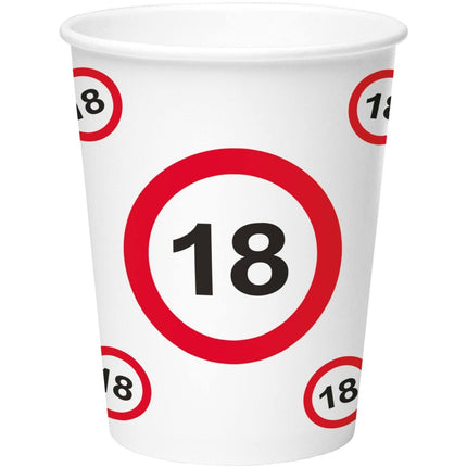 Papieren Bekers - Verkeersbord 18 - 250 ml - 8 stuks van Folat koop je bij Partywinkel