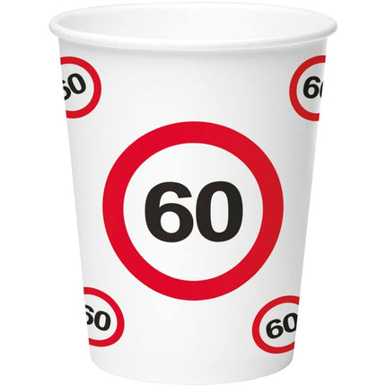 Papieren Bekers - Verkeersbord 60 - 250 ml - 8 stuks van Folat koop je bij Partywinkel
