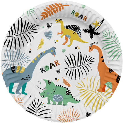 Papieren Borden - Dino Roars - 23 cm - 8 stuks van Folat koop je bij Partywinkel