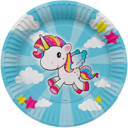 Papieren Borden - Eenhoorn - 23 cm - 8 stuks van Folat koop je bij Partywinkel