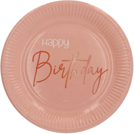 Papieren Borden - Elegant Lush Blush - 23 cm - 8 stuks van Folat koop je bij Partywinkel