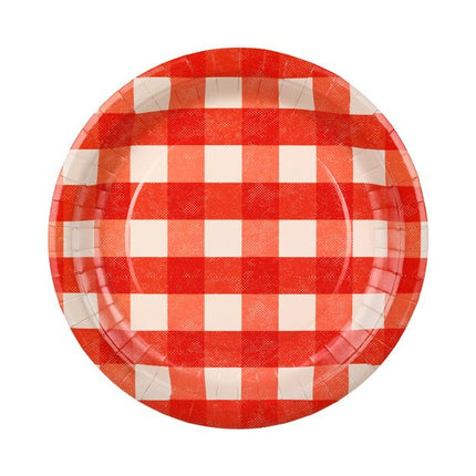 Papieren Borden geruit, mix, 27cm Rood van Partydeco koop je bij Partywinkel